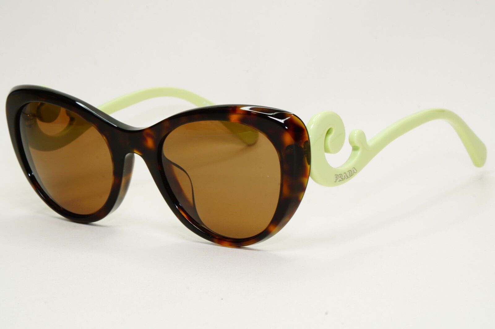 Prada Sunglasses Baroque Swirl Brown Green Cat Eye PR06QV-F VPR 06Q-F 2AU-1O1