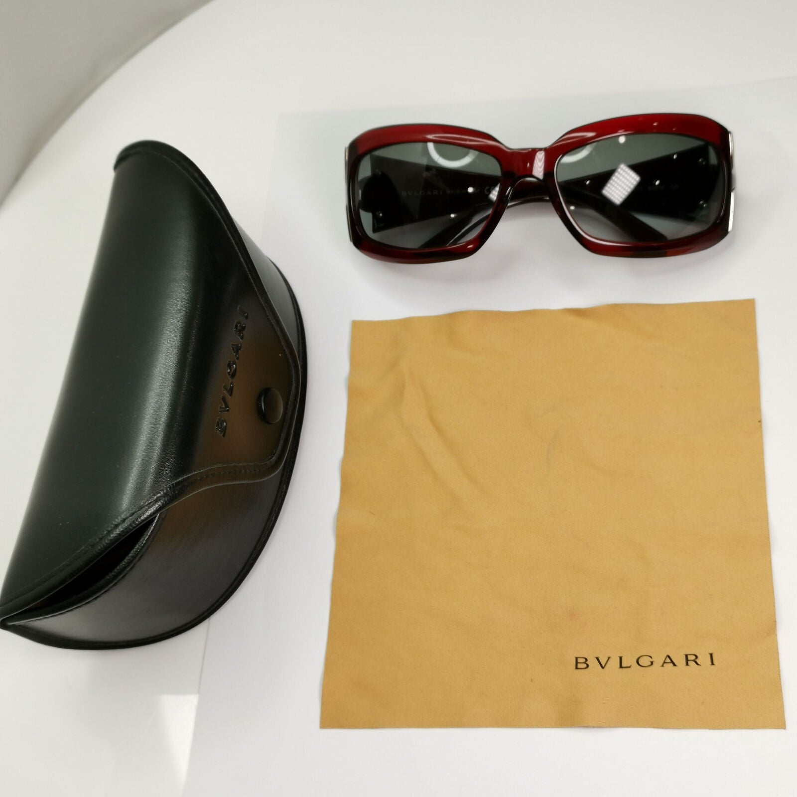 Bvlgari 2005 Vintage Sunglasses Red Burgundy Grey Silver Womens Wrap 860 518/11