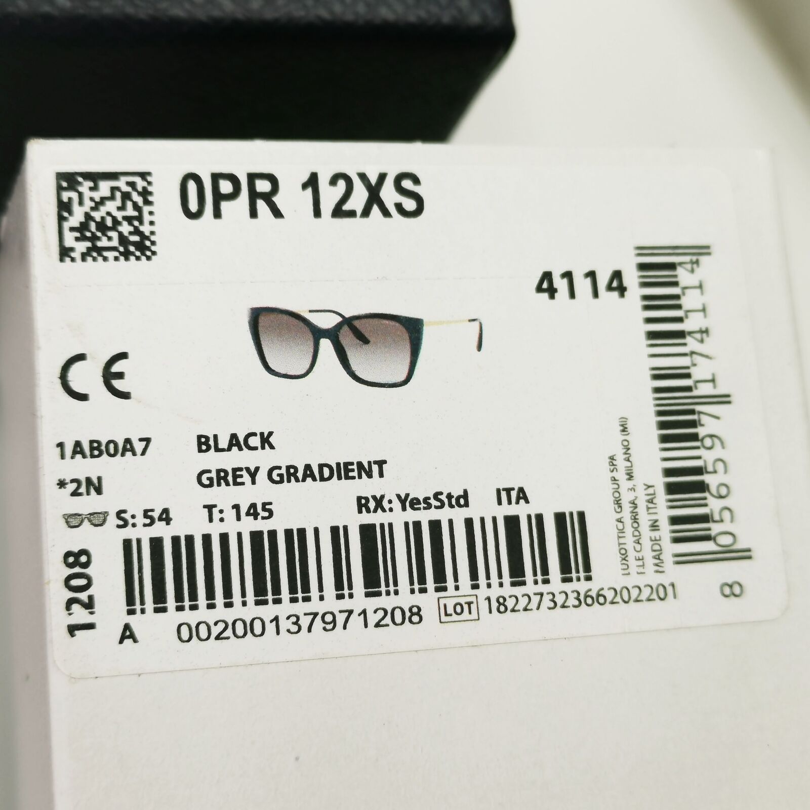 Prada Gold Black Sunglasses Smoke Grey Gradient Square SPR 12X 1AB-0A7 PR12XS