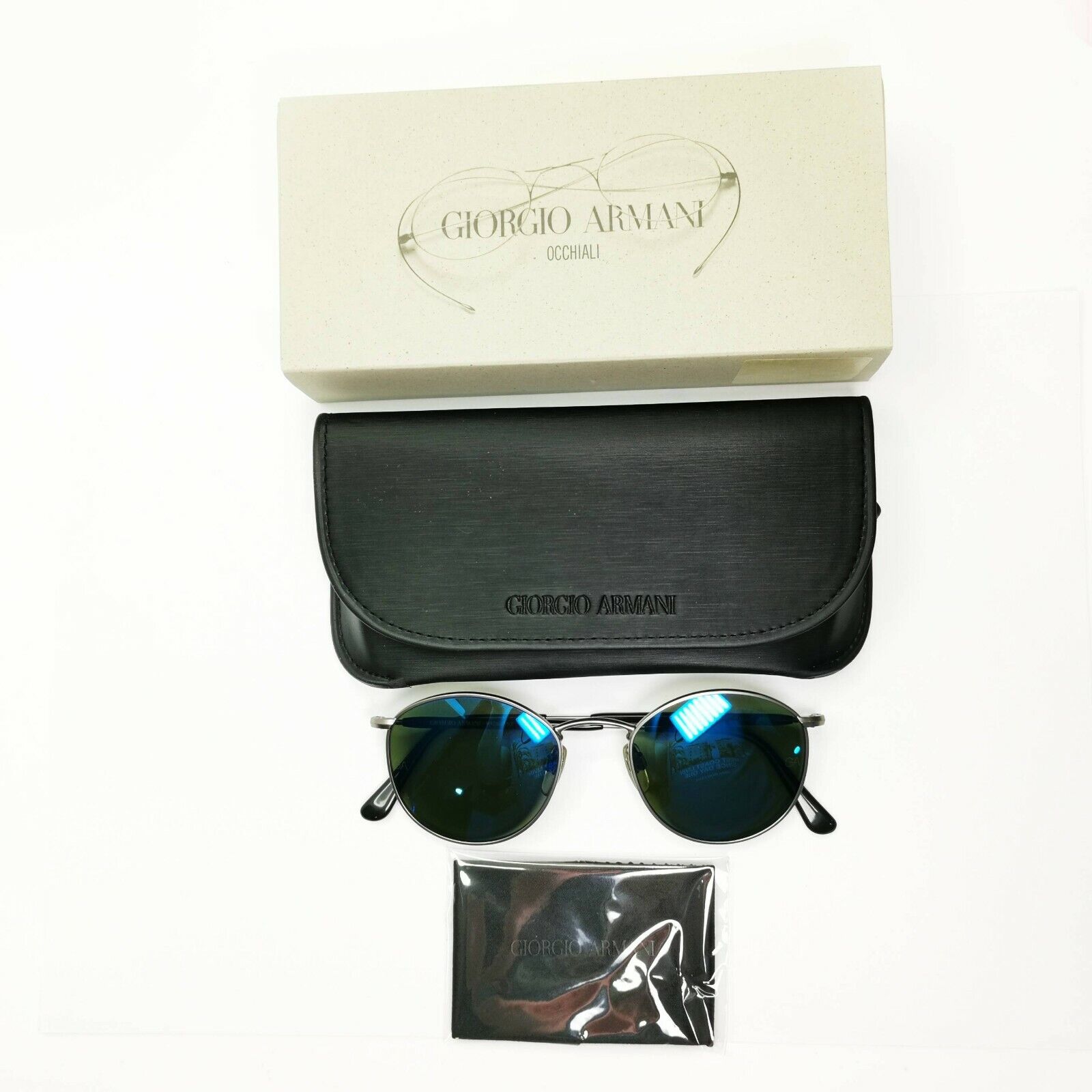 Giorgio Armani 1997 Vintage Sunglasses Blue Mirror Glass Silver 627 815/35 49mm