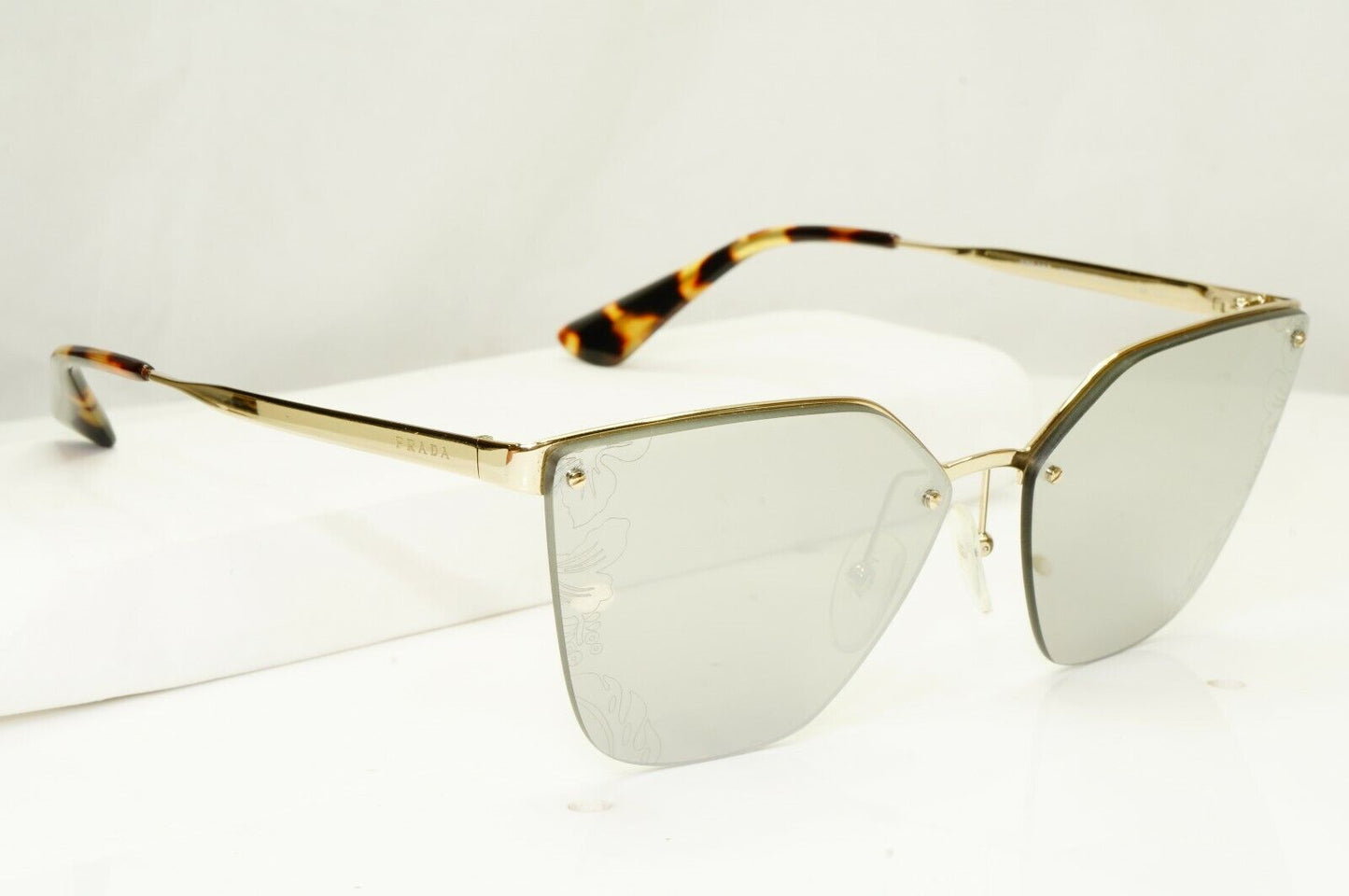 Authentic PRADA Womens Gold Silver Sunglasses Cinema Floral SPR 68T ZVN-121
