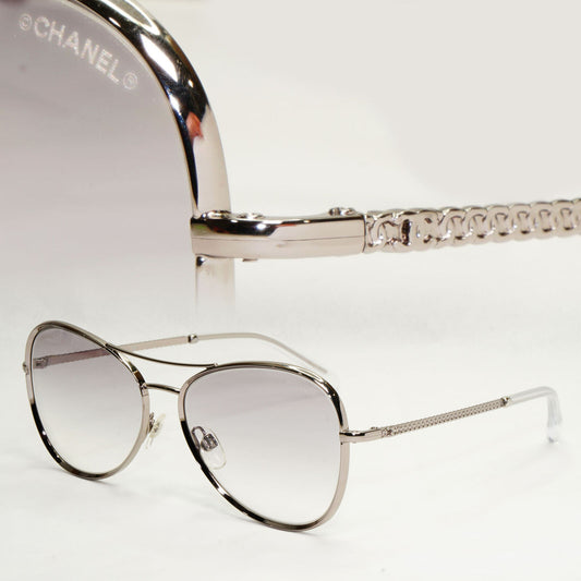 Chanel Sunglasses Silver Grey Gradient Metal Chain 2181-S c.168 56mm Cat 1