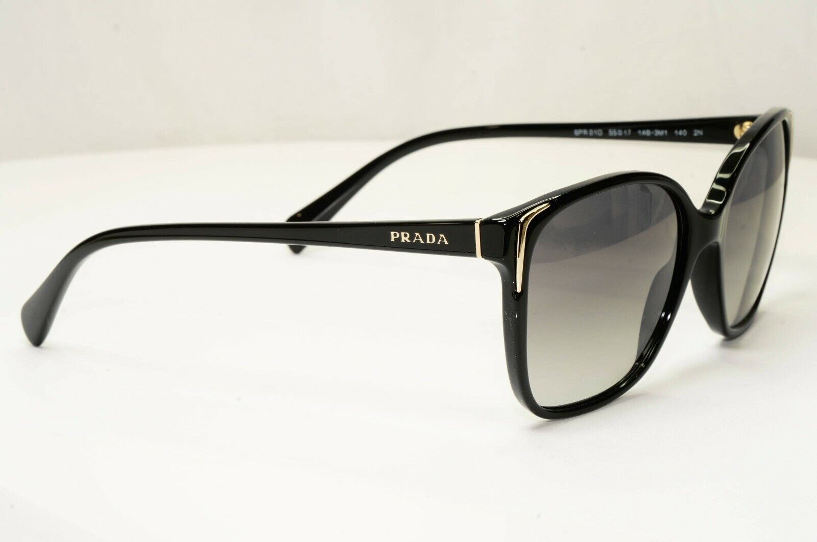 Prada Sunglasses Black Gold Grey Gradient Fade Square Fashion SPR 01O 1AB-3M1