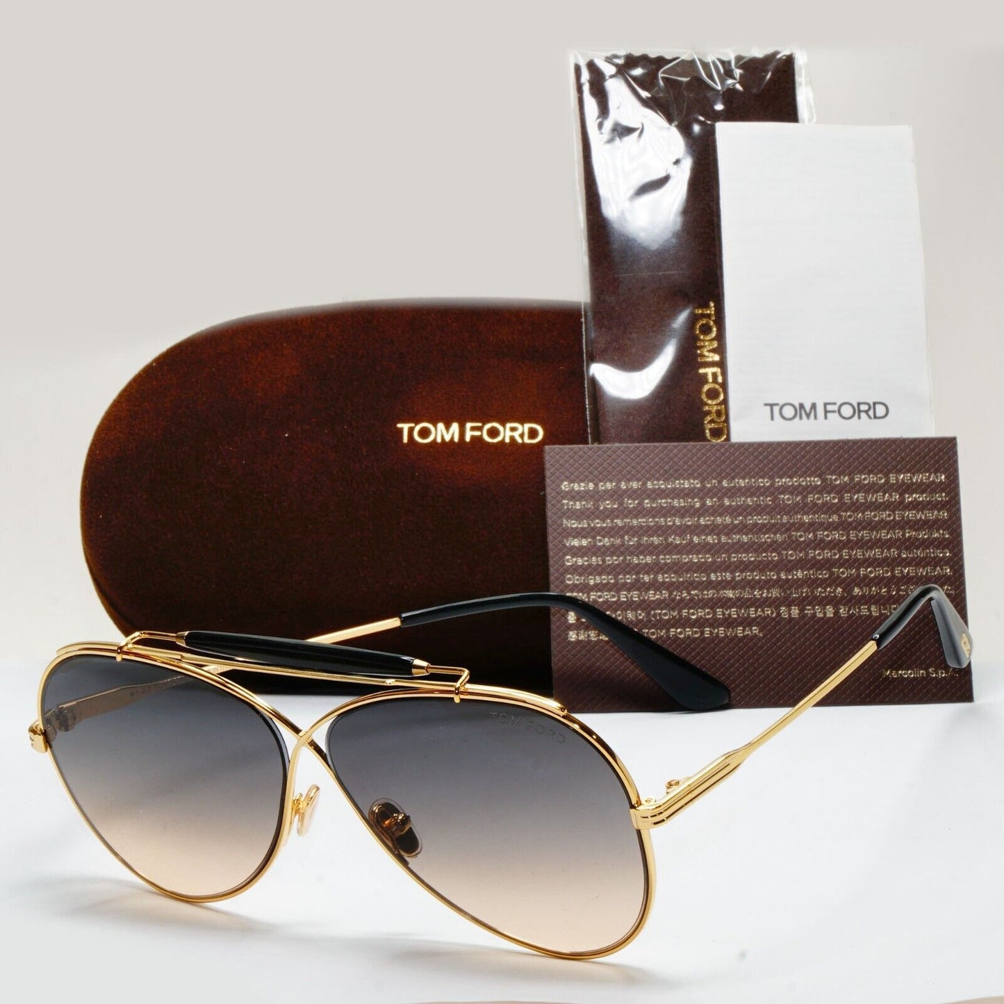 Tom Ford Sunglasses Holden Gold Pilot Grey Gradient Unisex FT0818 TF 818 30B