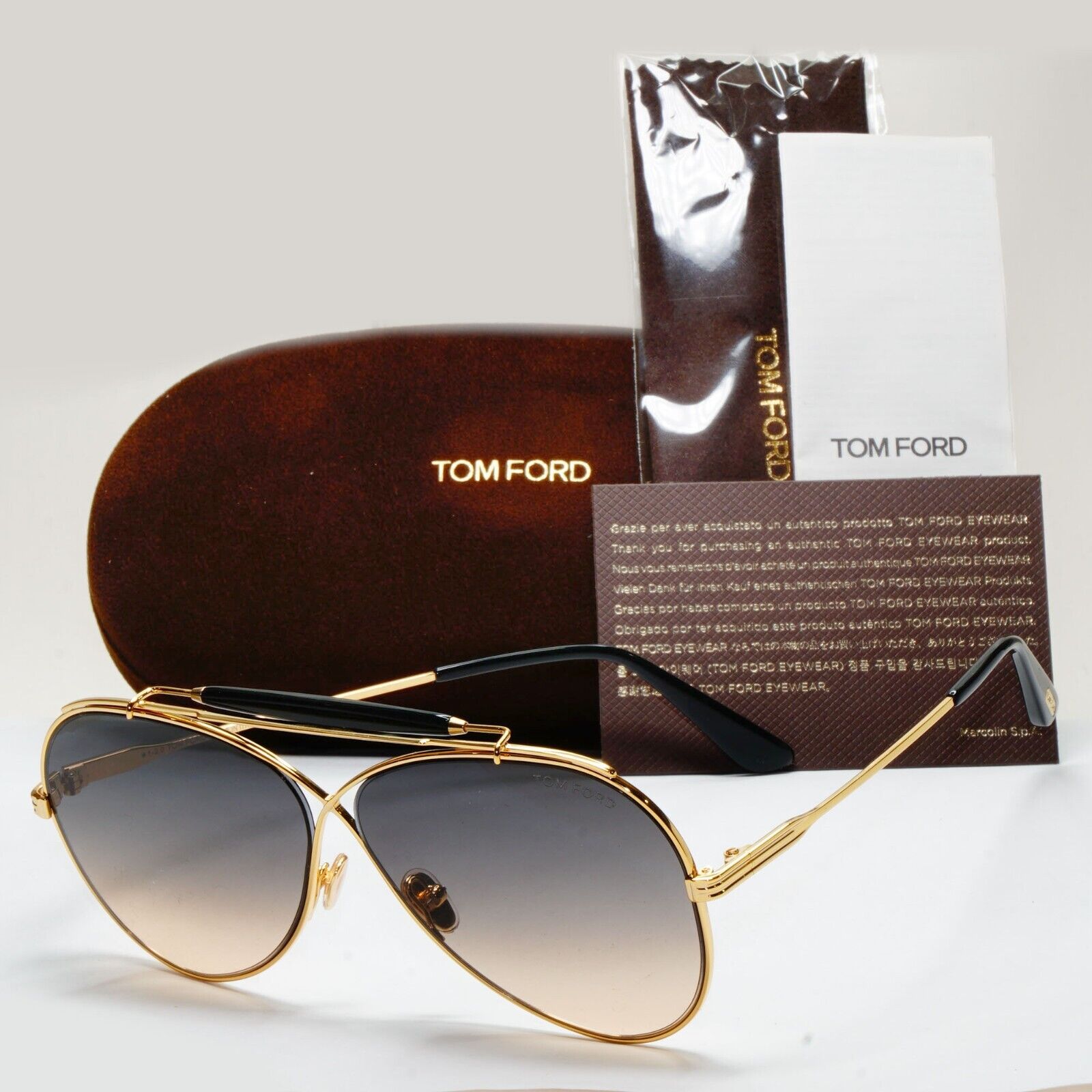 Tom Ford Sunglasses Holden Gold Pilot Grey Gradient Unisex FT0818 TF 818 30B