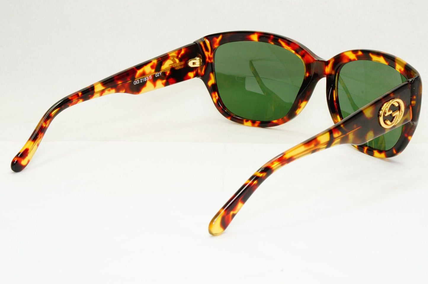 Gucci Sunglasses 1996 Vintage Brown Gold Green Square GG 2183/S 02Y 56mm 111223