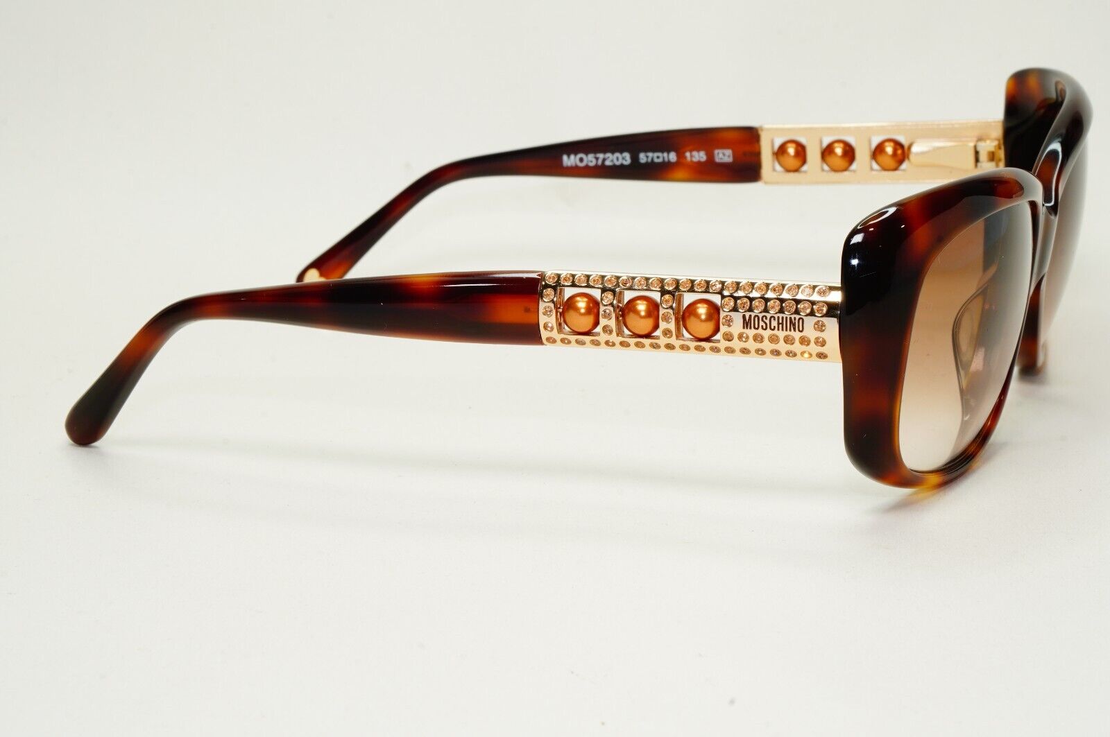 Moschino Sunglasses 2005 Vintage Brown Gold Pearl Tortoise MO572 03 101124