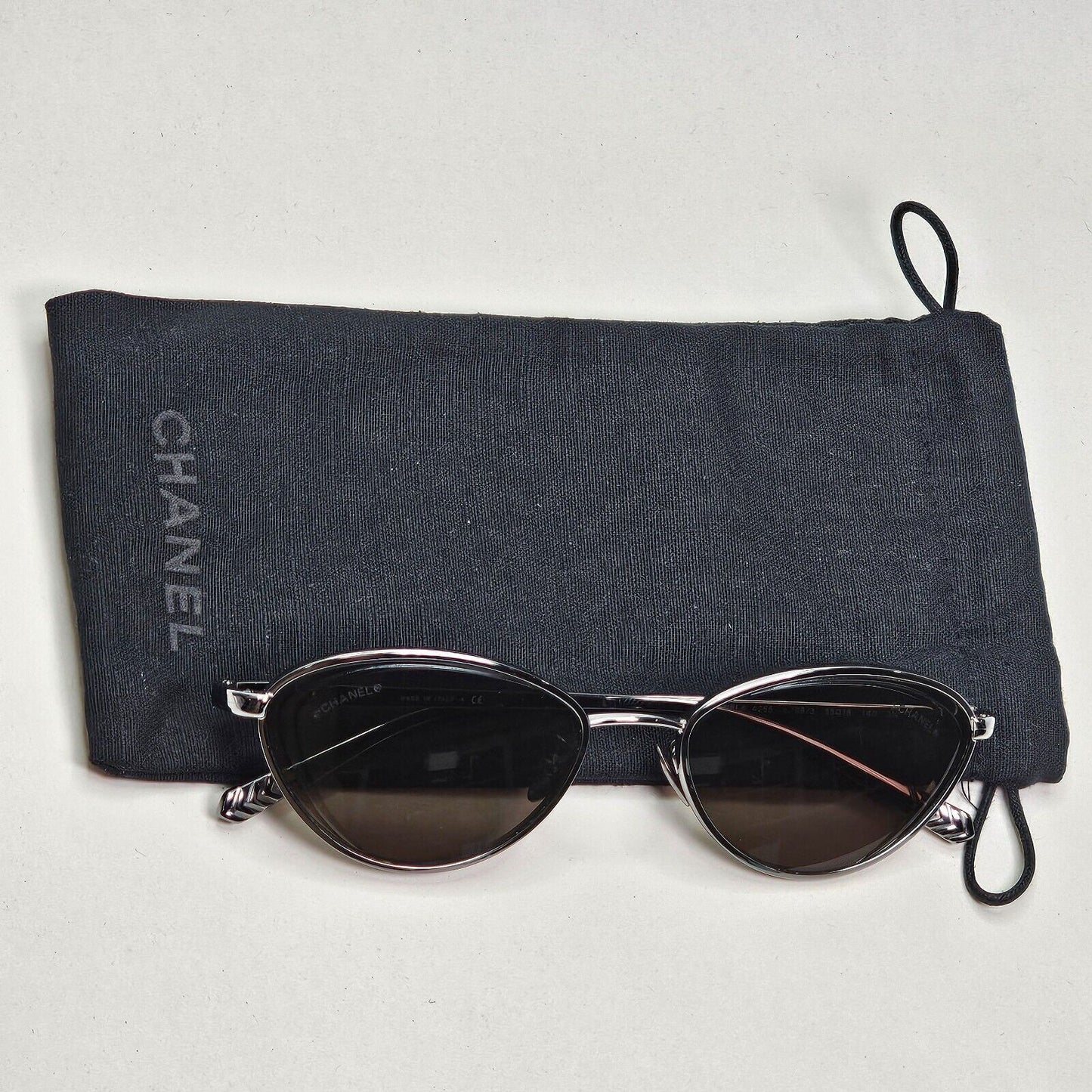 Chanel Sunglasses Gunmetal Brown Cat Eye Metal 4255 c.108/3 55mm