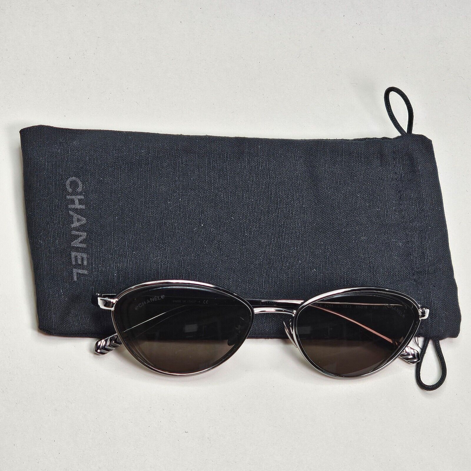 Chanel Sunglasses Gunmetal Brown Cat Eye Metal 4255 c.108/3 55mm