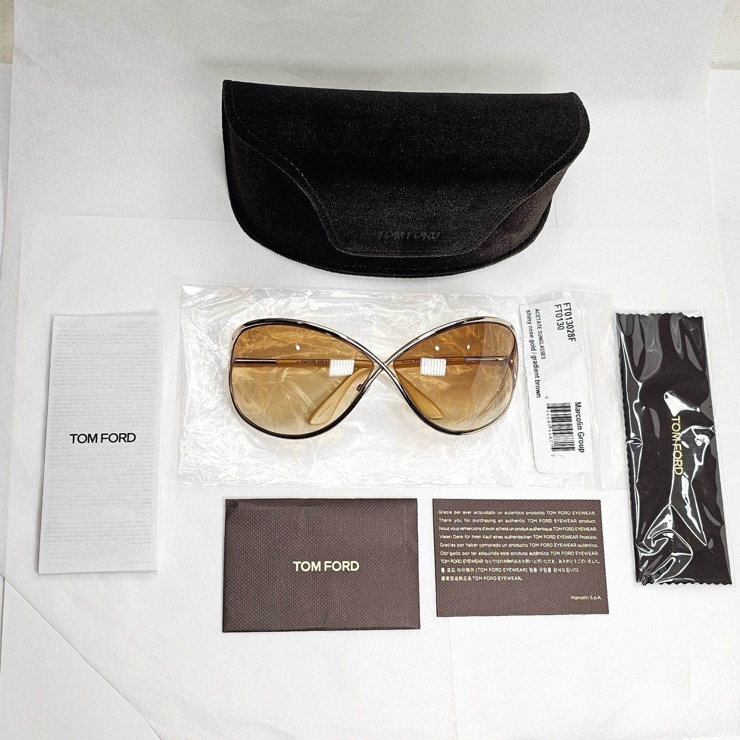 Tom Ford Sunglasses Miranda Gold Brown Gradient Metal FT0130 TF 130 28F [a]