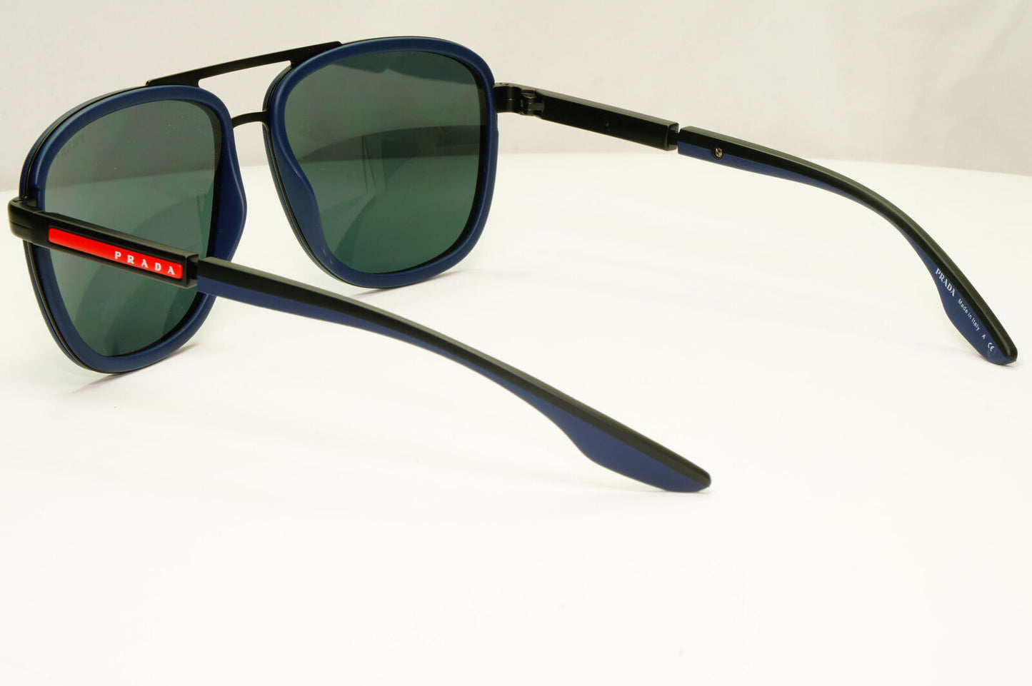 Prada Blue Mirror Sunglasses Pilot Mens Black Large SPS 50X PS50XS 02P-04I