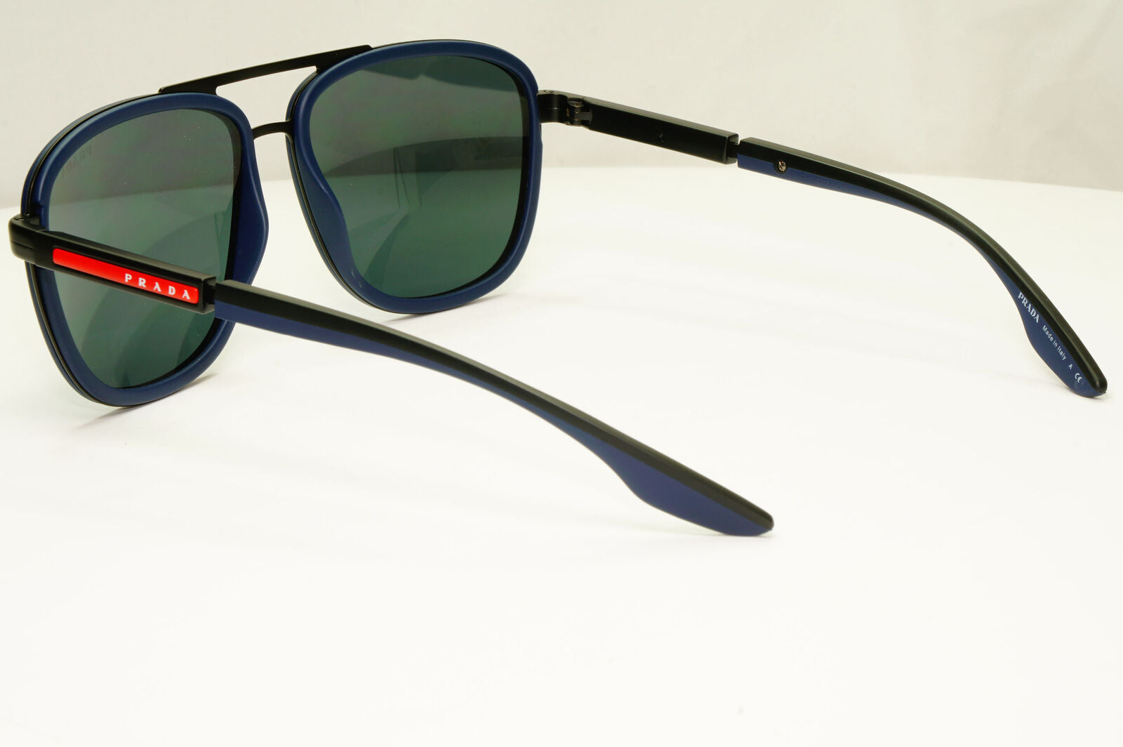 Prada Blue Mirror Sunglasses Pilot Mens Black Large SPS 50X PS50XS 02P-04I