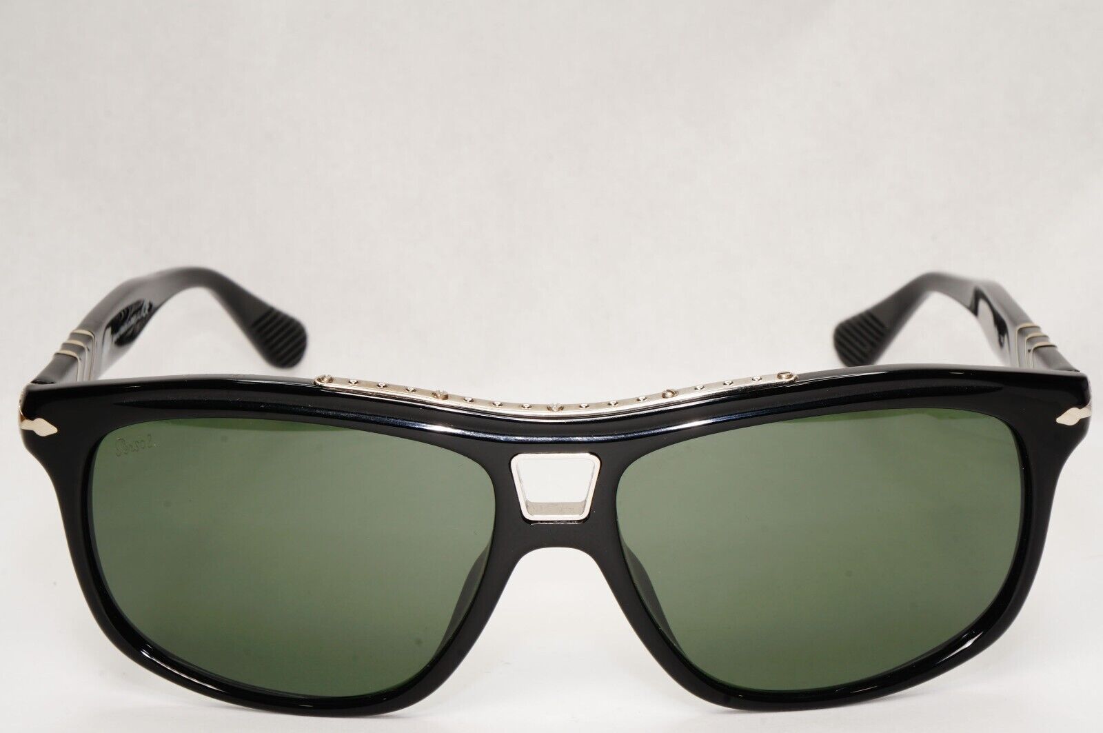 Persol Sunglasses 2011 Roadster Black Silver Glossy Green Lens 3009-S 95/31 58mm