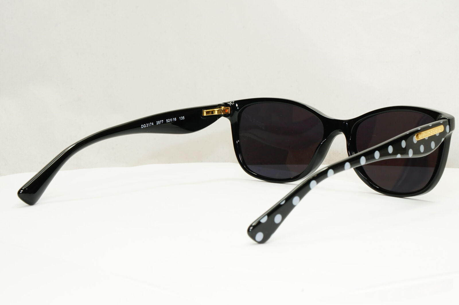 Dolce & Gabbana Black Sunglasses Polka Dot Gold Square DG 3174 2877 250123