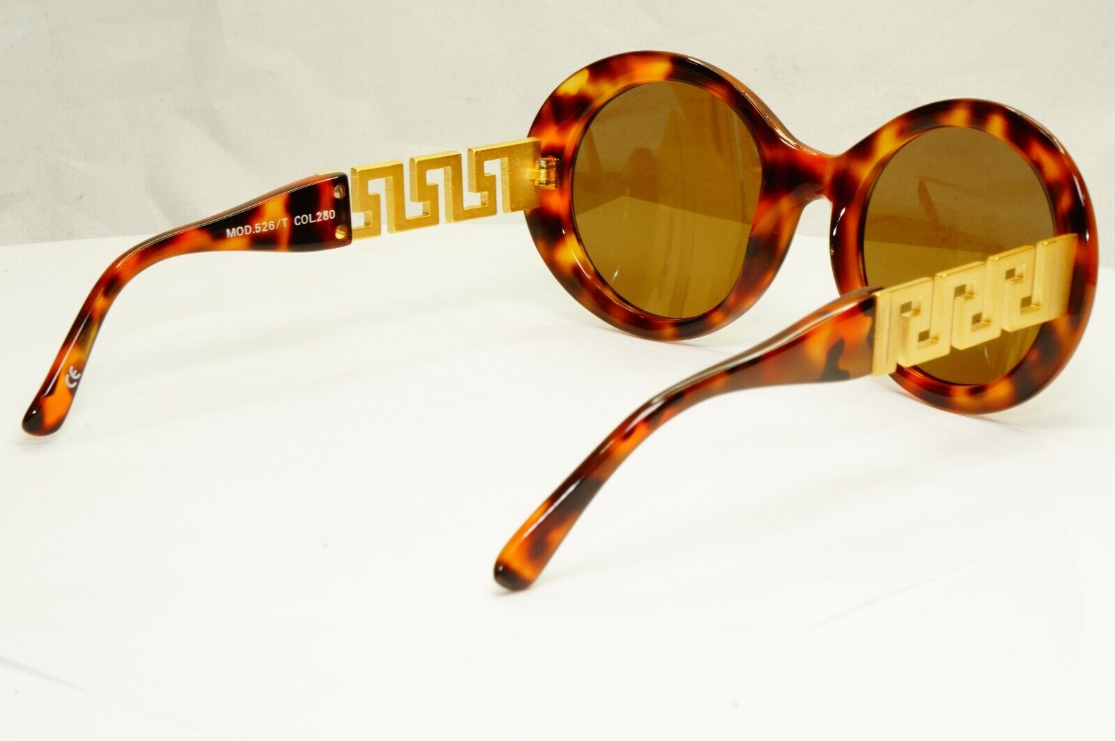 Gianni Versace 1995 Vintage Gold Meander Sunglasses Round MOD 526/T 280 25334