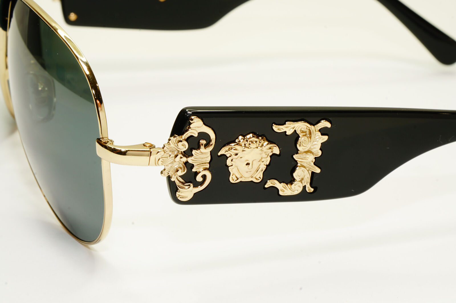 Versace Gold Medusa Sunglasses Metal Pilot Grey Mirror Black MOD 2150 Q 1252/6G