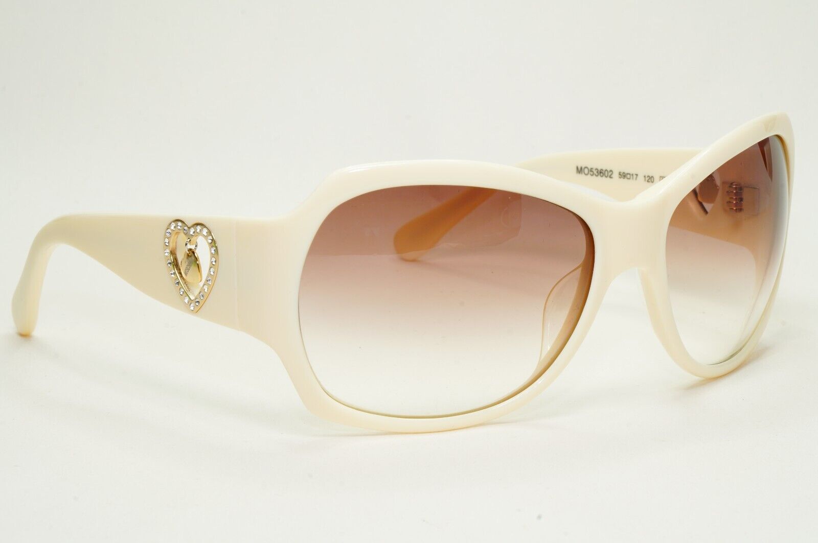 Moschino Sunglasses 2005 Vintage White Cream Brown Gold Heart MO536 02 101124