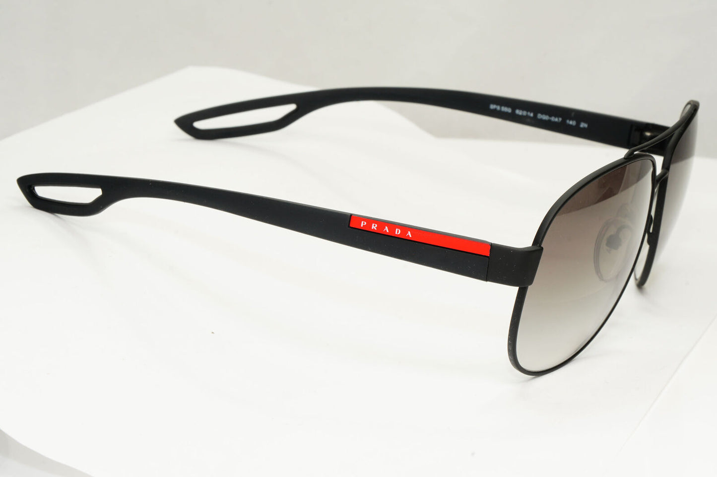 Prada Black Sunglasses Pilot Grey Gradient Sport Rubber PS55QS SPR 55Q DG0-0A7