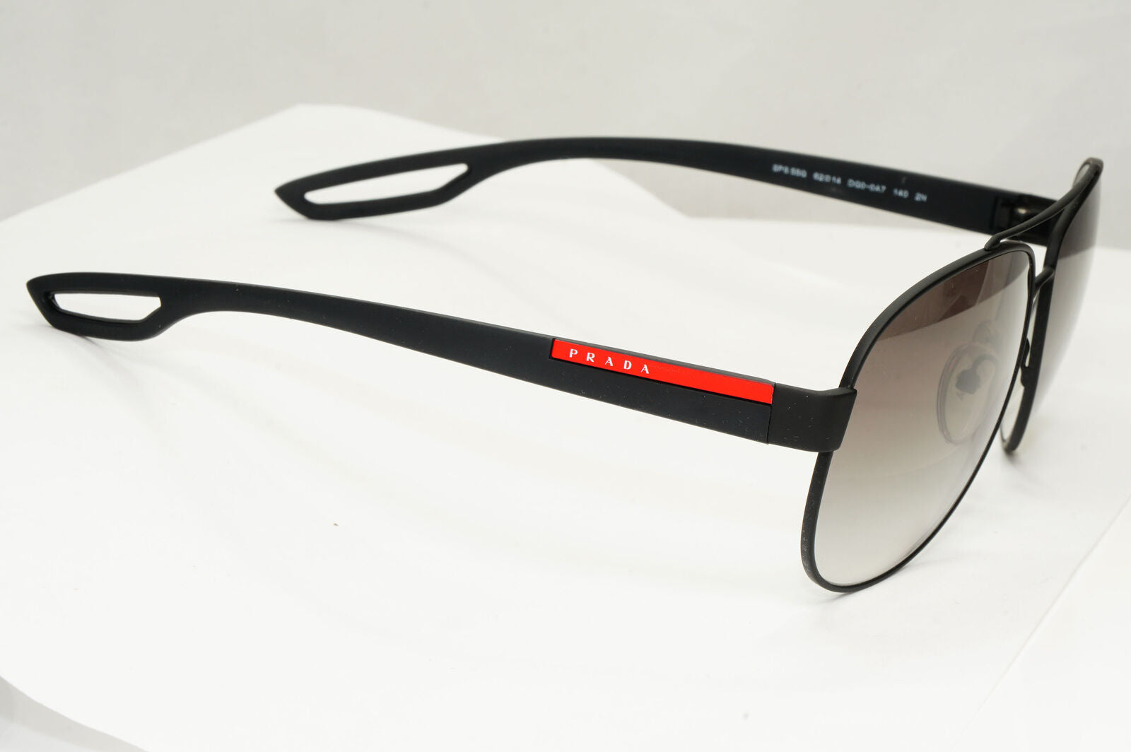 Prada Black Sunglasses Pilot Grey Gradient Sport Rubber PS55QS SPR 55Q DG0-0A7