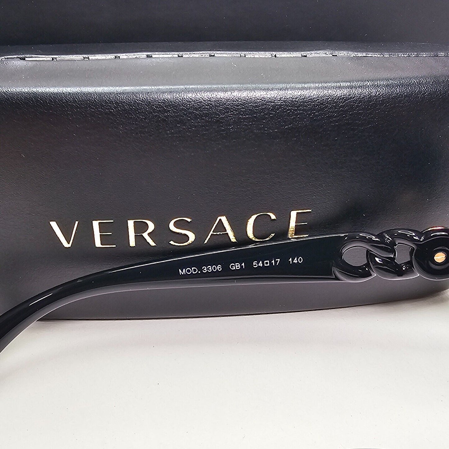 Versace Sunglasses Black Gold Medusa Chain Square Glossy MOD VE 3306 GB1 54mm