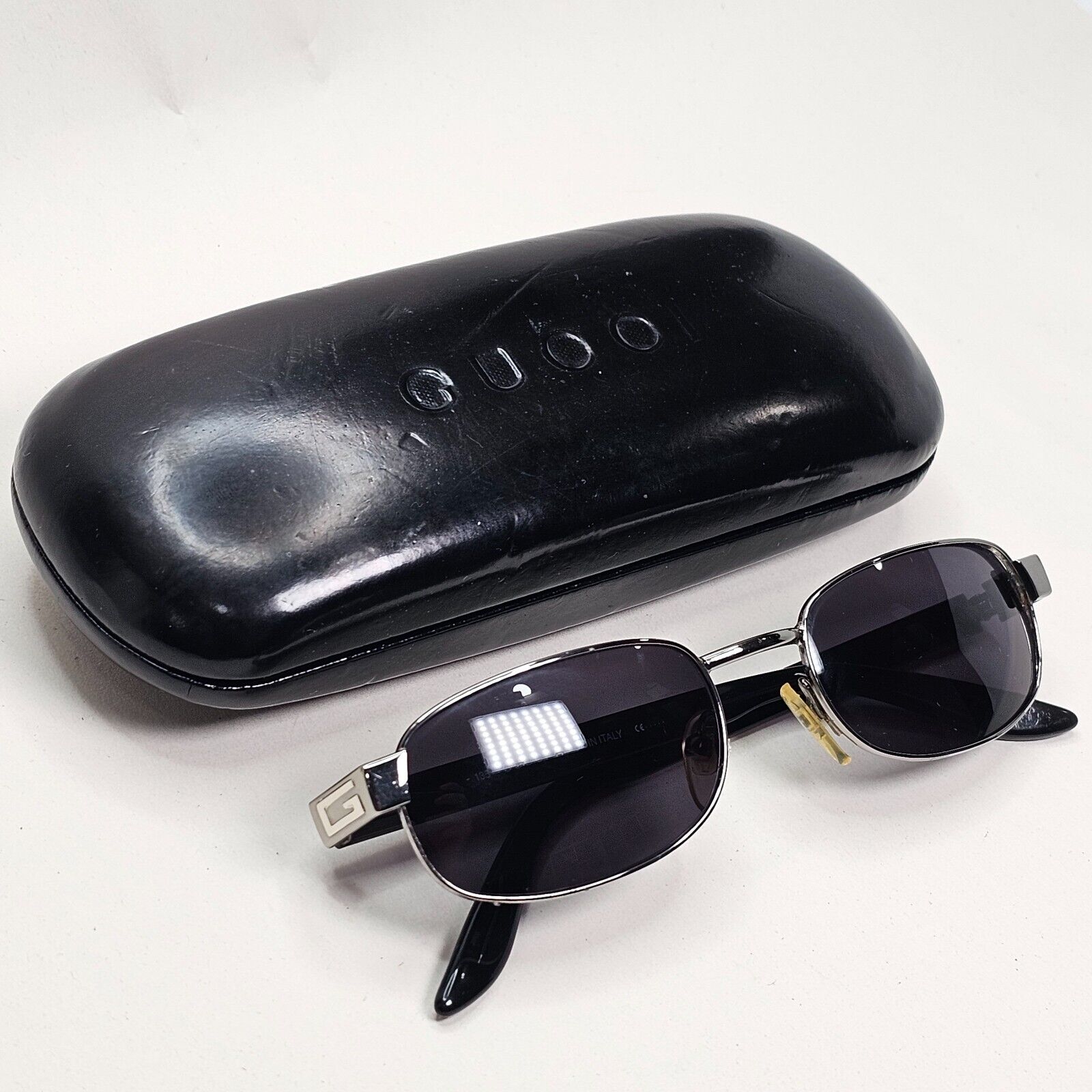 Gucci Sunglasses 1996 Vintage Black Silver Metal Rectangle GG 1639/S E4W 081124