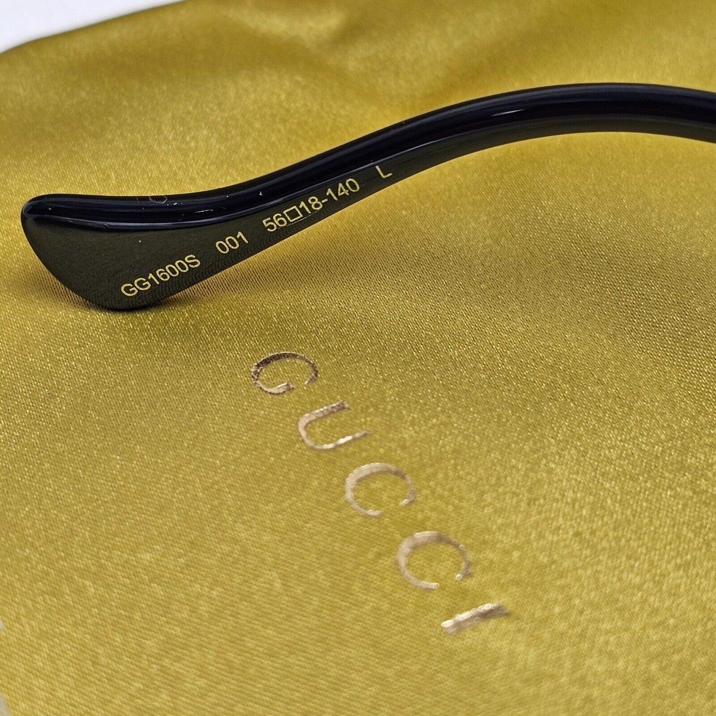 Gucci Sunglasses 2024 Gold Black Rectangle Slim Metal GG1600S 001 56mm 170125
