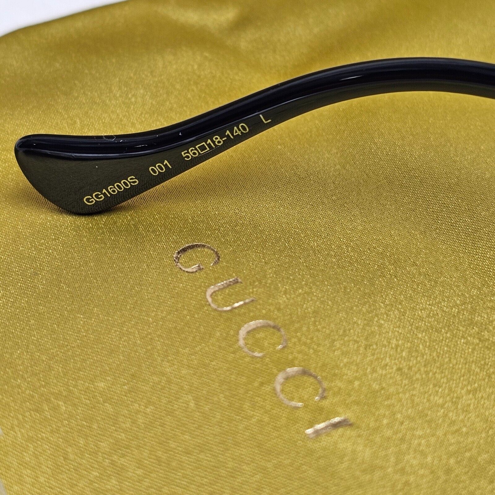 Gucci Sunglasses 2024 Gold Black Rectangle Slim Metal GG1600S 001 56mm 170125