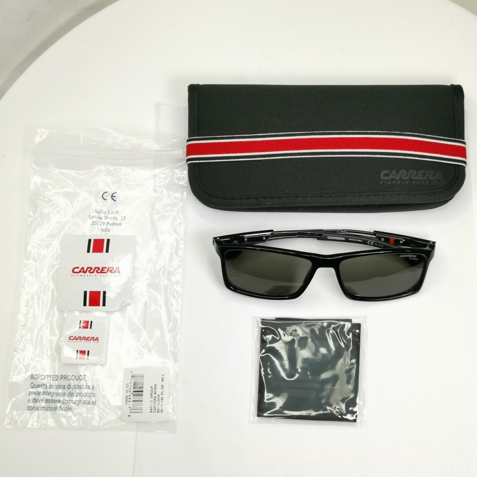 Carrera Polarized Sunglasses Black Smoke Mens Square Rectangle 4016 807M9 Sport