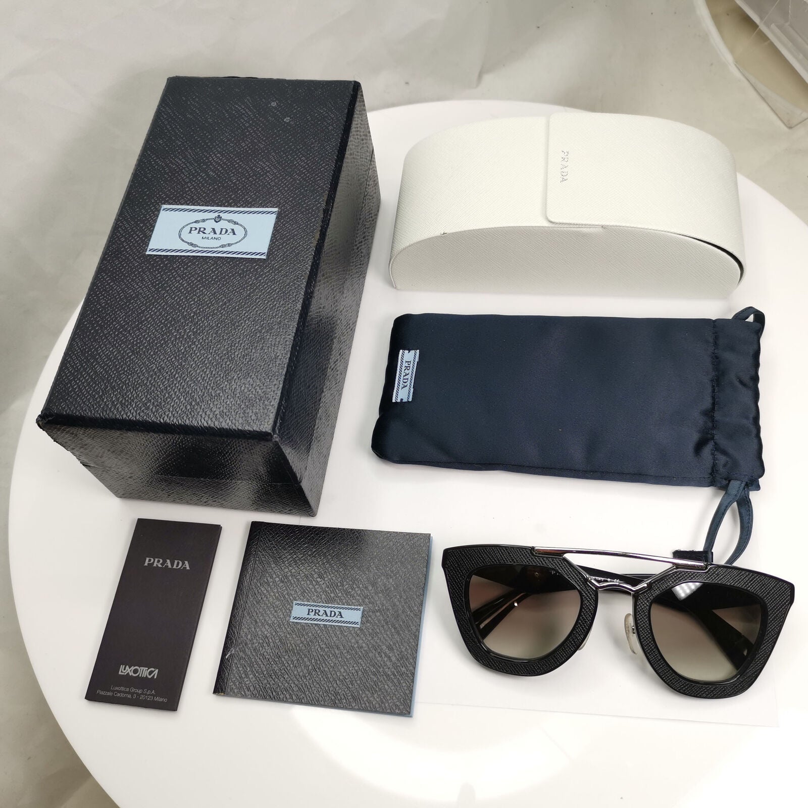 Prada Black Cinema Saffiano Leather Sunglasses PR14SS SPR 14S 1AB-0A7 221122