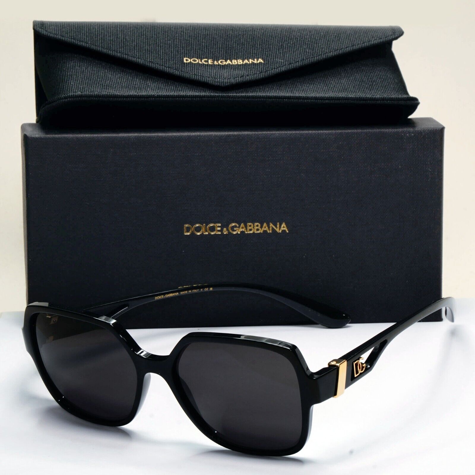 Dolce & Gabbana Black Gold Square Glossy Womens Sunglasses DG 5065 501 55mm