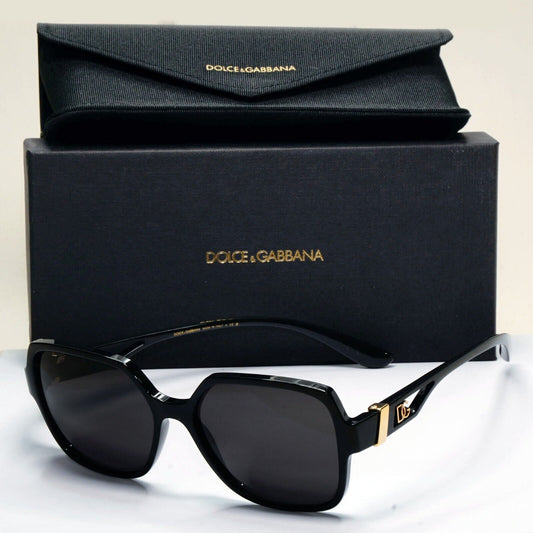 Dolce & Gabbana Black Gold Square Glossy Womens Sunglasses DG 5065 501 55mm
