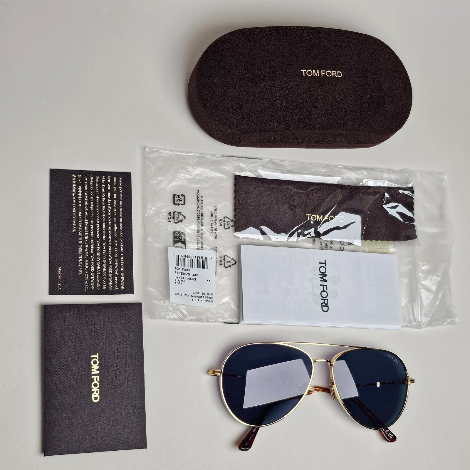 Tom Ford Sunglasses Dashel-02 Metal Pilot Gold Blue FT0996 TF 996 30V 62mm