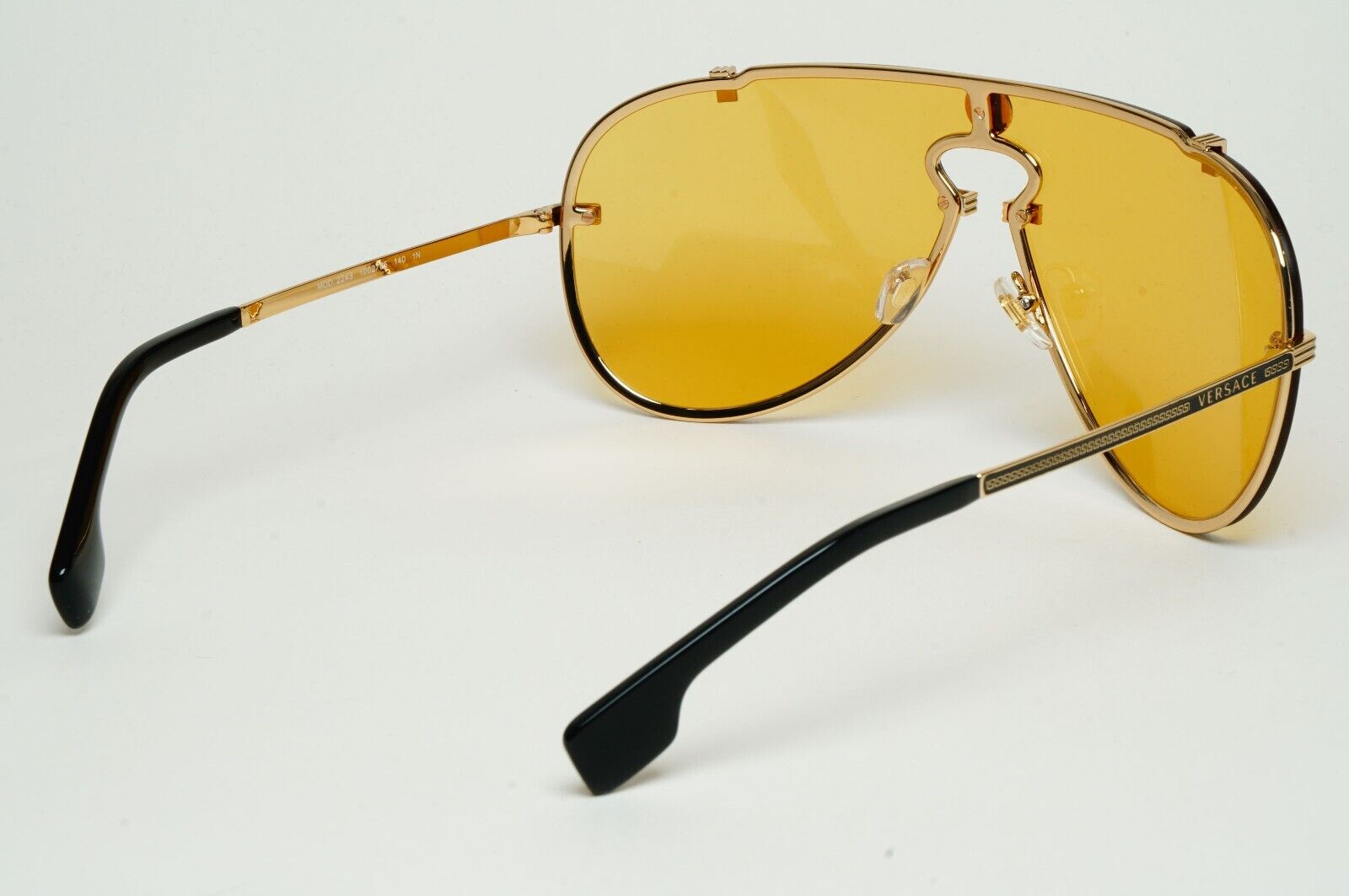 Versace Sunglasses Gold Yellow Pilot Shield Medusa Visor MOD VE 2243 1002/85
