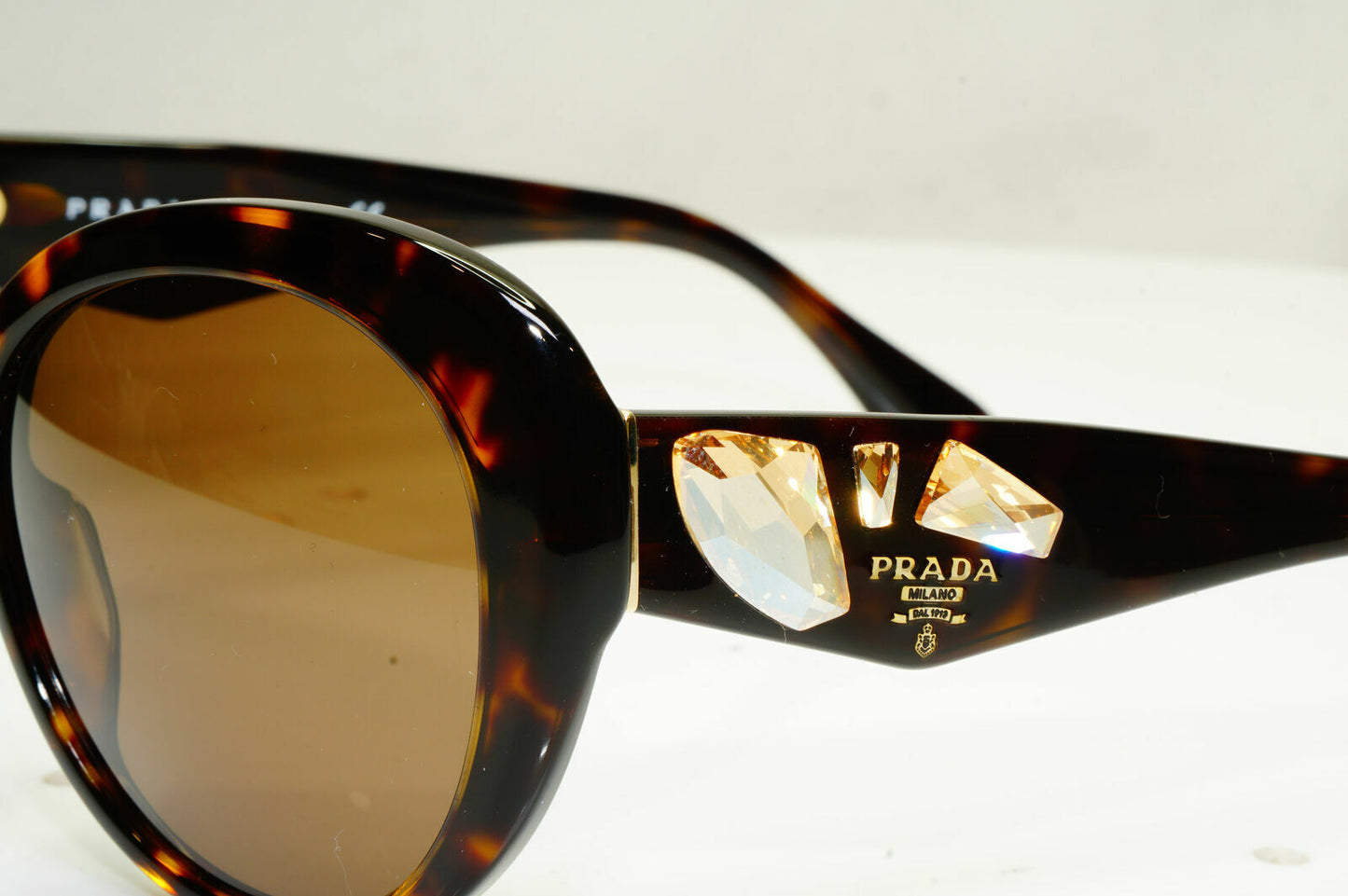 Prada Sunglasses Gem Topaz Brown Tortoise Large Square SPR 26Q 2AU-3DO 30262