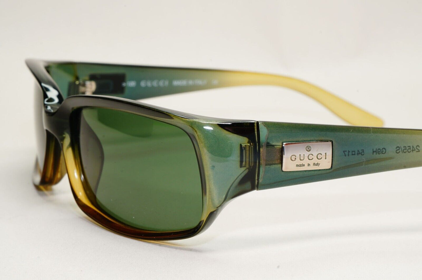 Gucci Sunglasses 1999 Vintage Green Transparent Rectangle GG 2455/S G9H 141024
