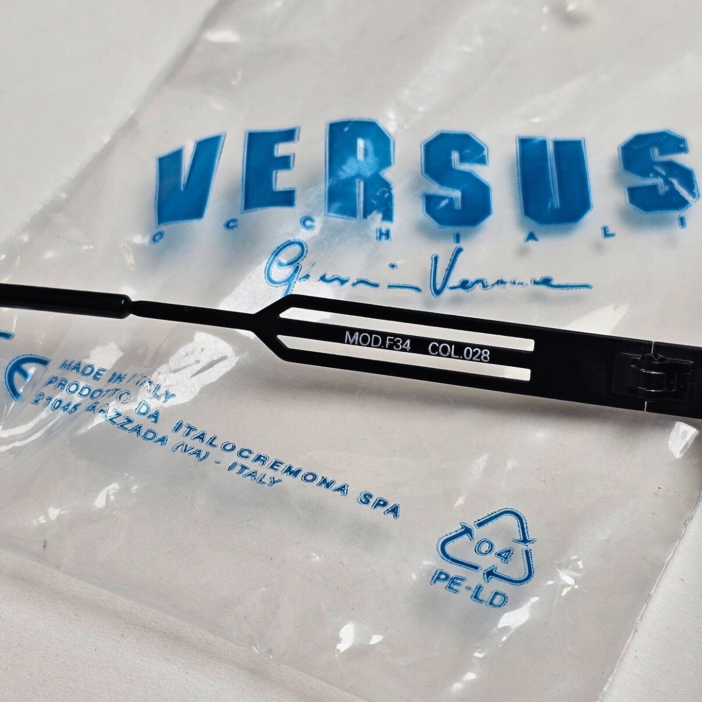 Versus Sunglasses 1996 by Gianni Versace Vintage Black Oval Wrap MOD F34 COL 028
