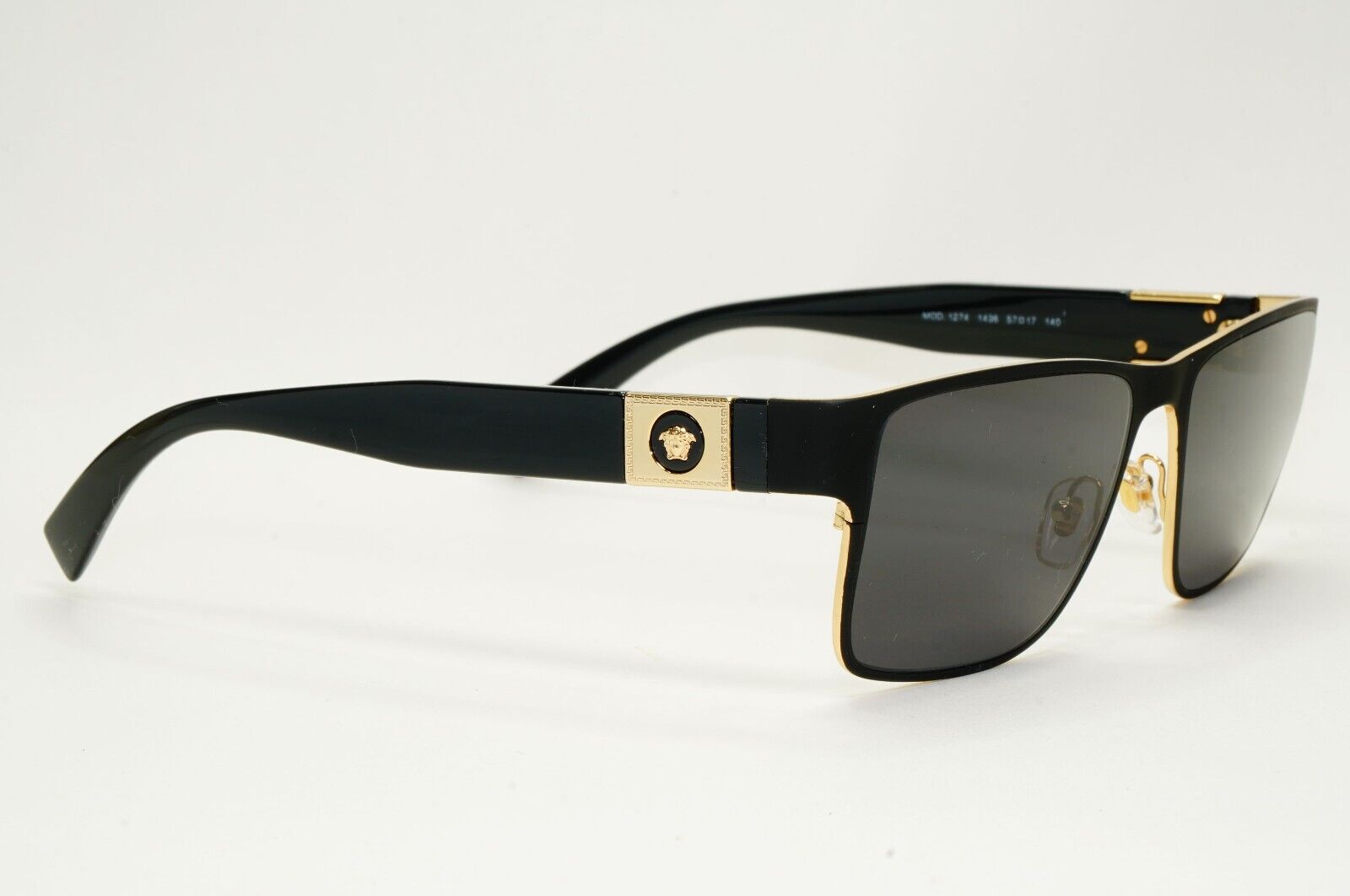 Versace Sunglasses Black Gold Medusa Square Metal MOD VE 1274 1436 57mm