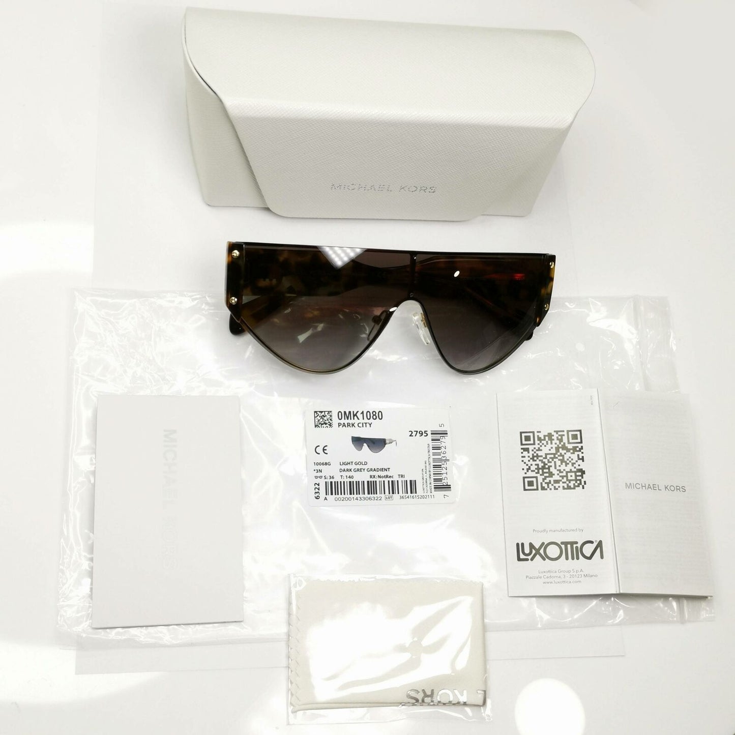 Michael Kors Womens Shield Visor Brown Gold Sunglasses MK 1080 Park City 10068G
