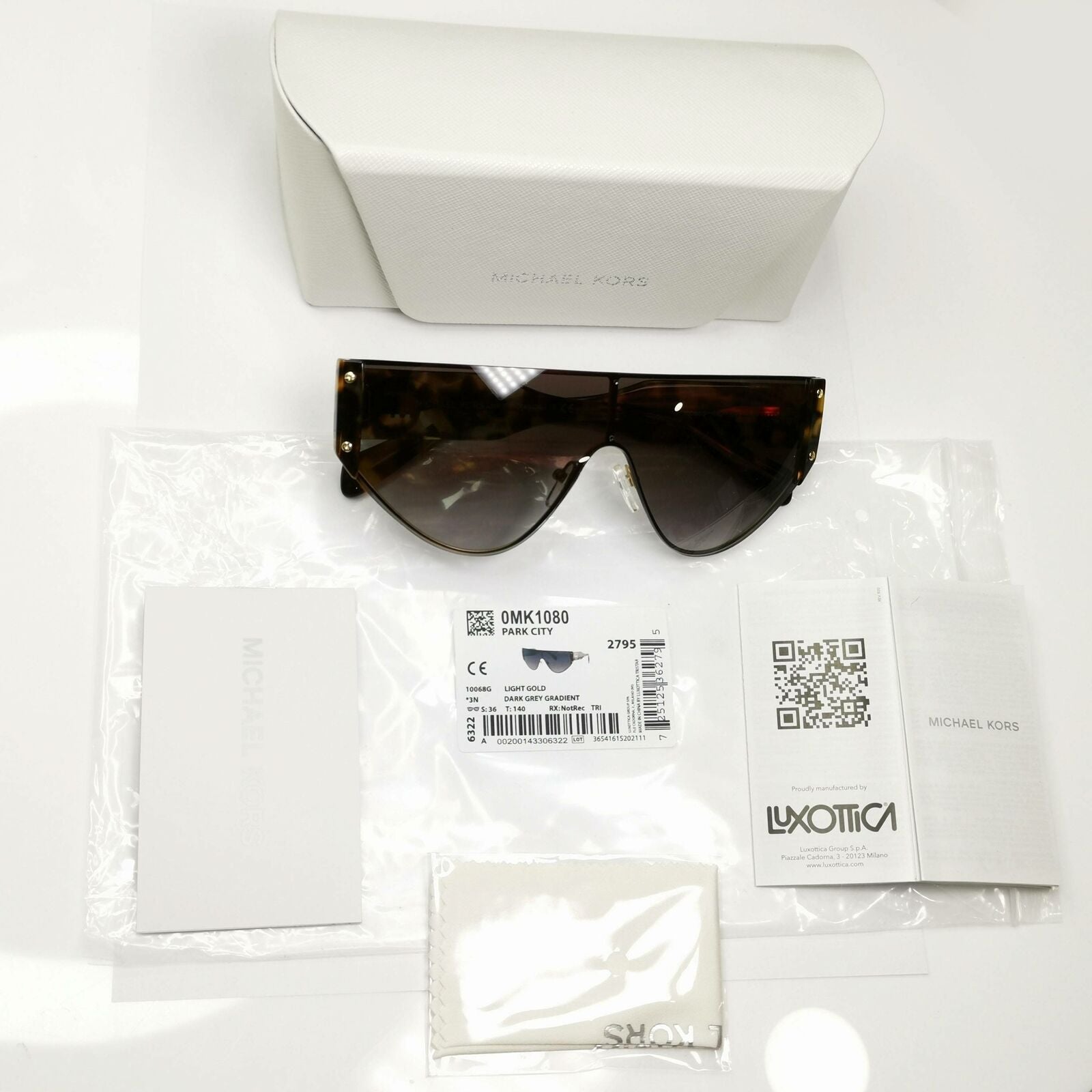 Michael Kors Womens Shield Visor Brown Gold Sunglasses MK 1080 Park City 10068G