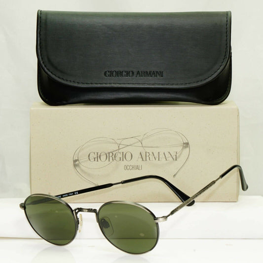 Giorgio Armani 1997 Vintage Sunglasses Gunmetal Glass Lens Round Metal 652 722