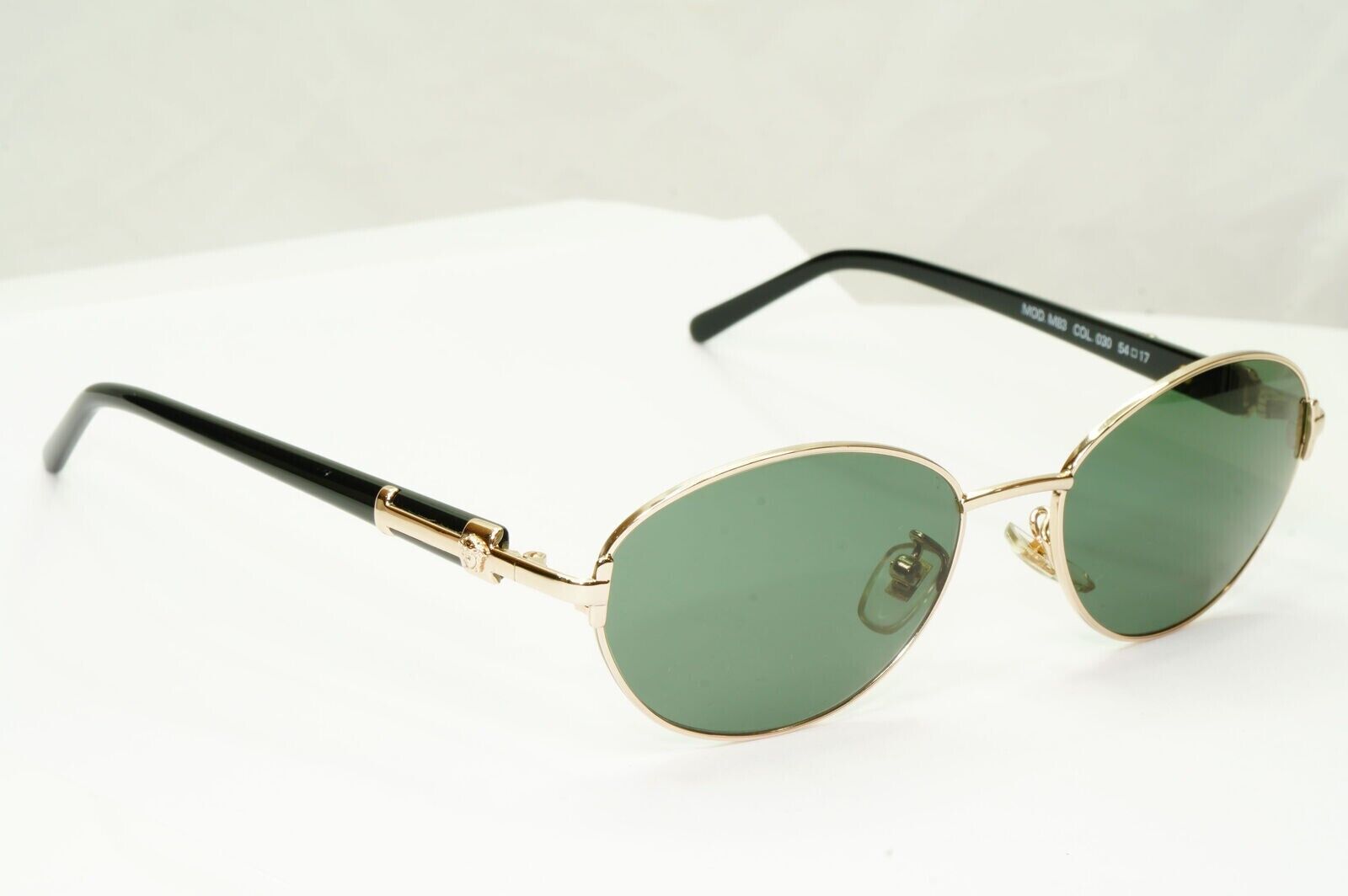 Gianni Versace 1995 Sunglasses Vintage Gold Black Green Oval MOD M83 COL 030 A