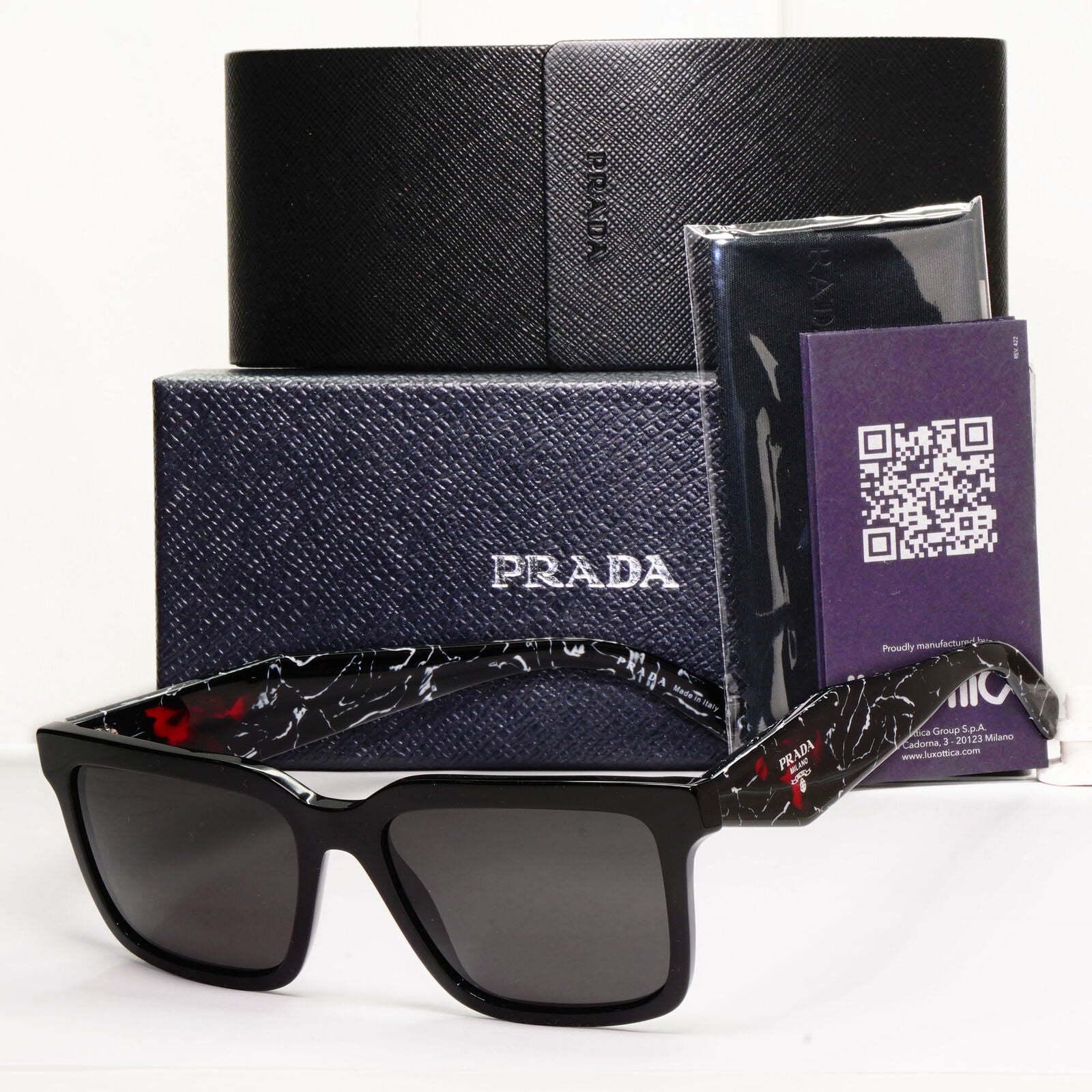 Prada Sunglasses Symbole Triangle Black Marble Square PR27YS SPR 27Y 1AB-08N