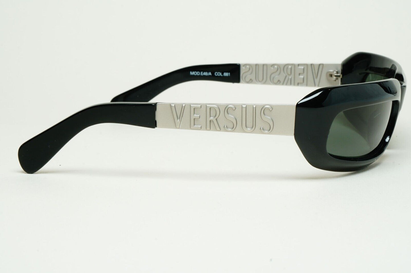 Versus Sunglasses 1996 by Gianni Versace Vintage Black Silver MOD E48/A COL 681