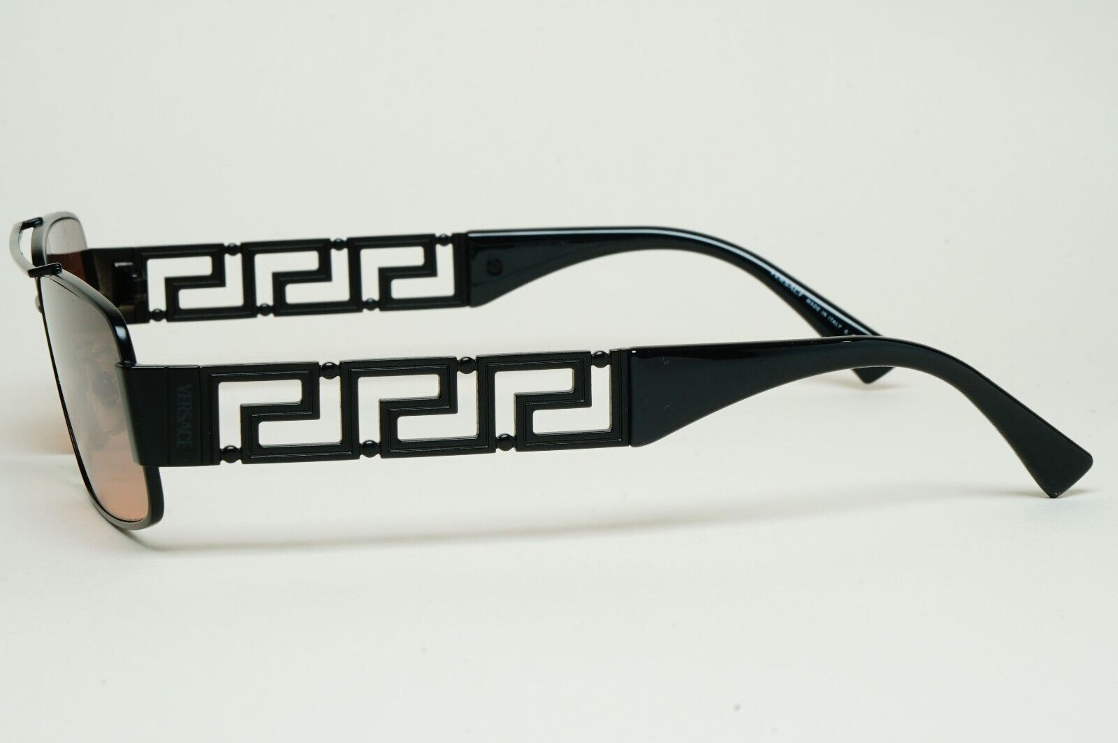 Versace Sunglasses Black Meander Brown Gradient Rectangle Metal MOD 2257 1261/18