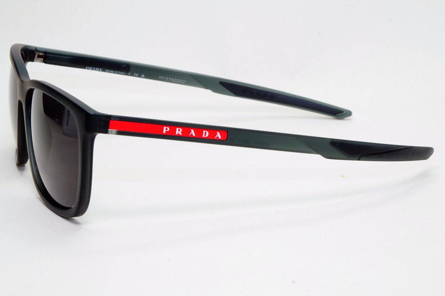 Prada Sunglasses Black Transparent Rubber Square PS07OV VPS 07O 13C-1O1 56mm