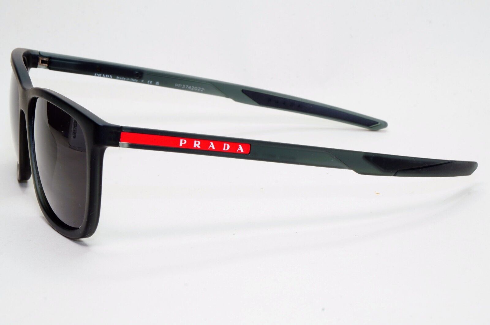 Prada Sunglasses Black Transparent Rubber Square PS07OV VPS 07O 13C-1O1 56mm