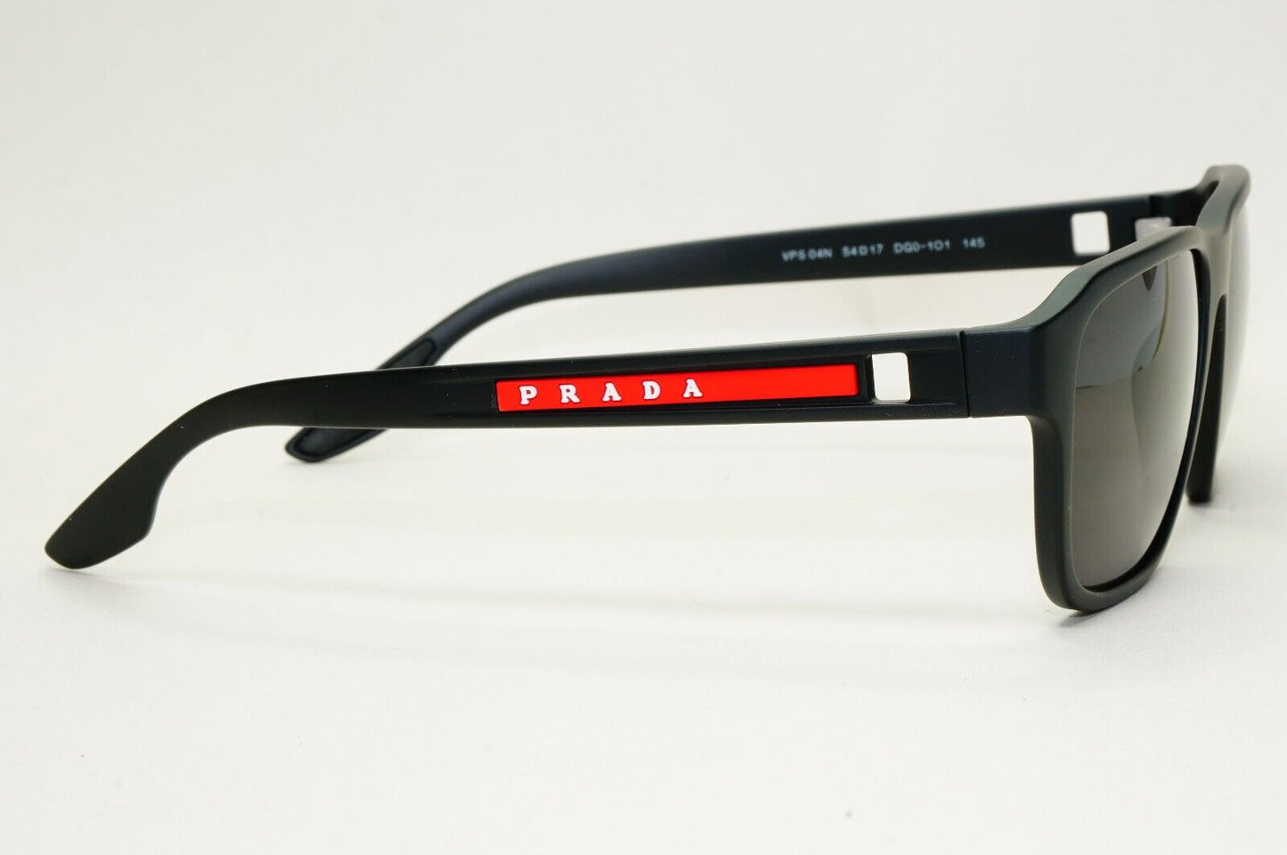 Prada Sunglasses Black Matte Rubber Square Red PS04NV VPS 04N DG0-1O1 54mm