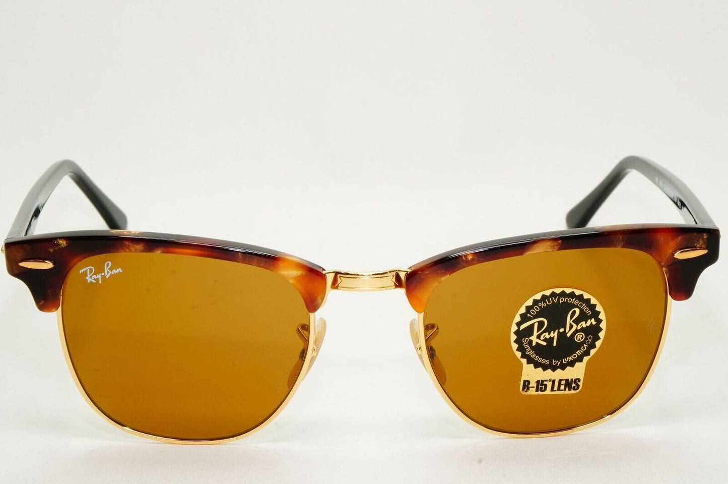 Ray-Ban Sunglasses Clubmaster Fleck Havana Brown Black Gold RB 3016 1160 49mm