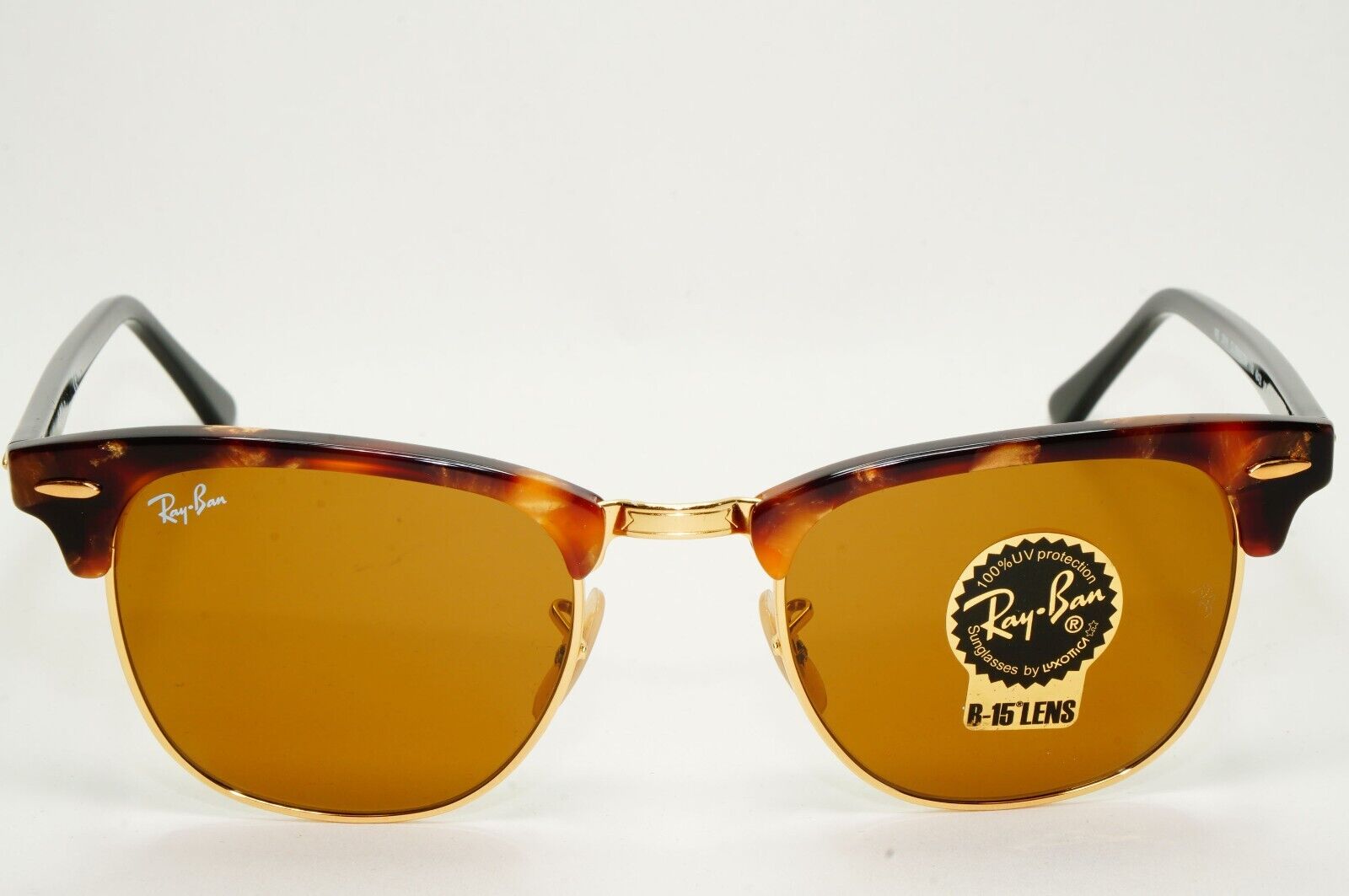 Ray-Ban Sunglasses Clubmaster Fleck Havana Brown Black Gold RB 3016 1160 49mm