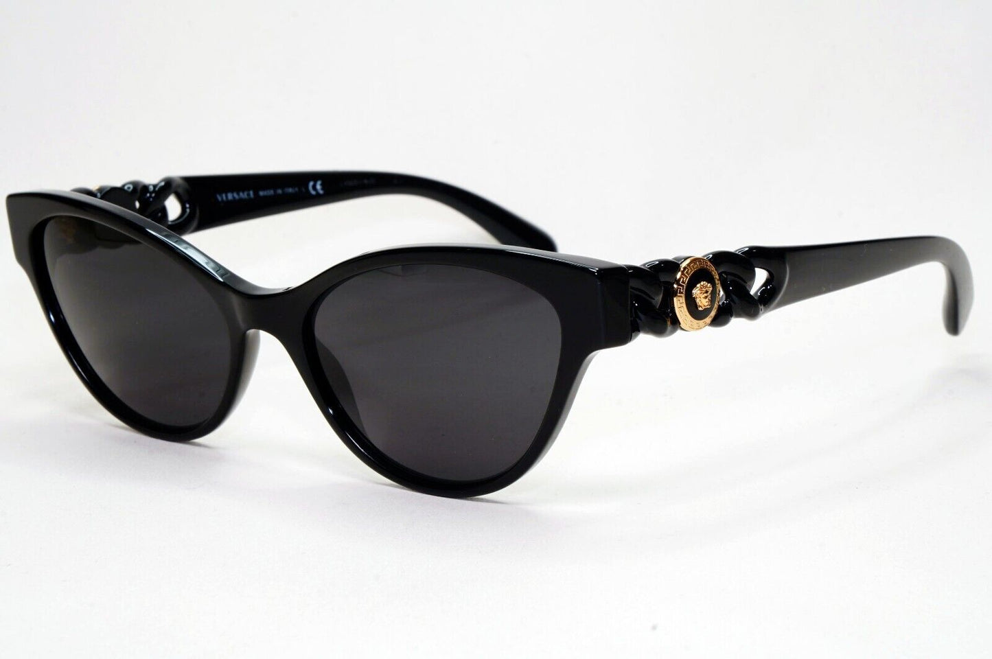 Versace Sunglasses Black Gold Medusa Chain Cat Eye MOD VE 3305 GB1 55mm